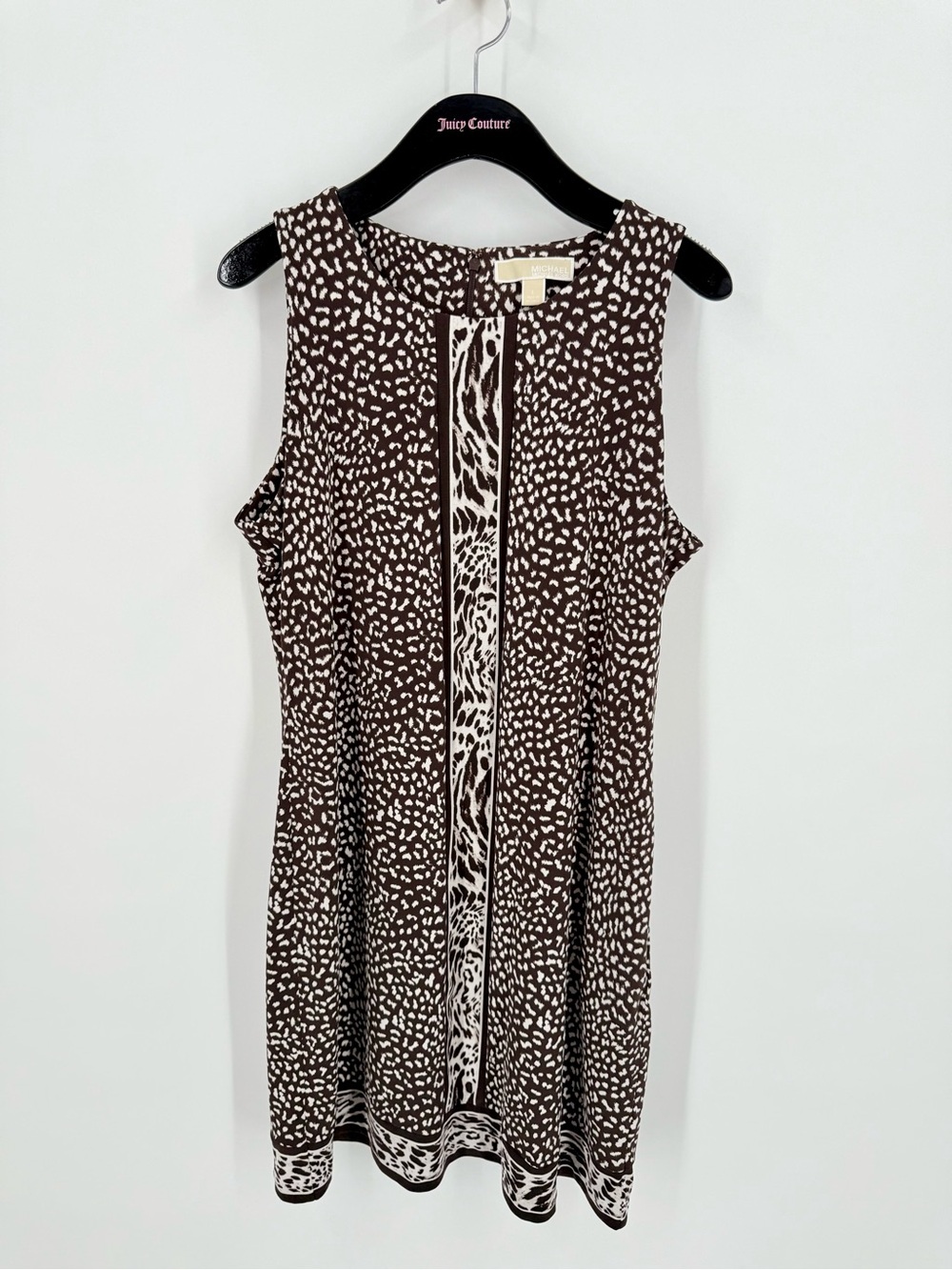 Michael Kors Sleeveless Animal Print Blouse Brown Cream